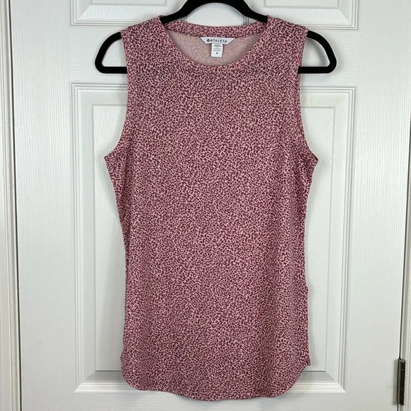 Athleta micro cheetah bashful rose breezy tank sz med - Picture 5 of 11